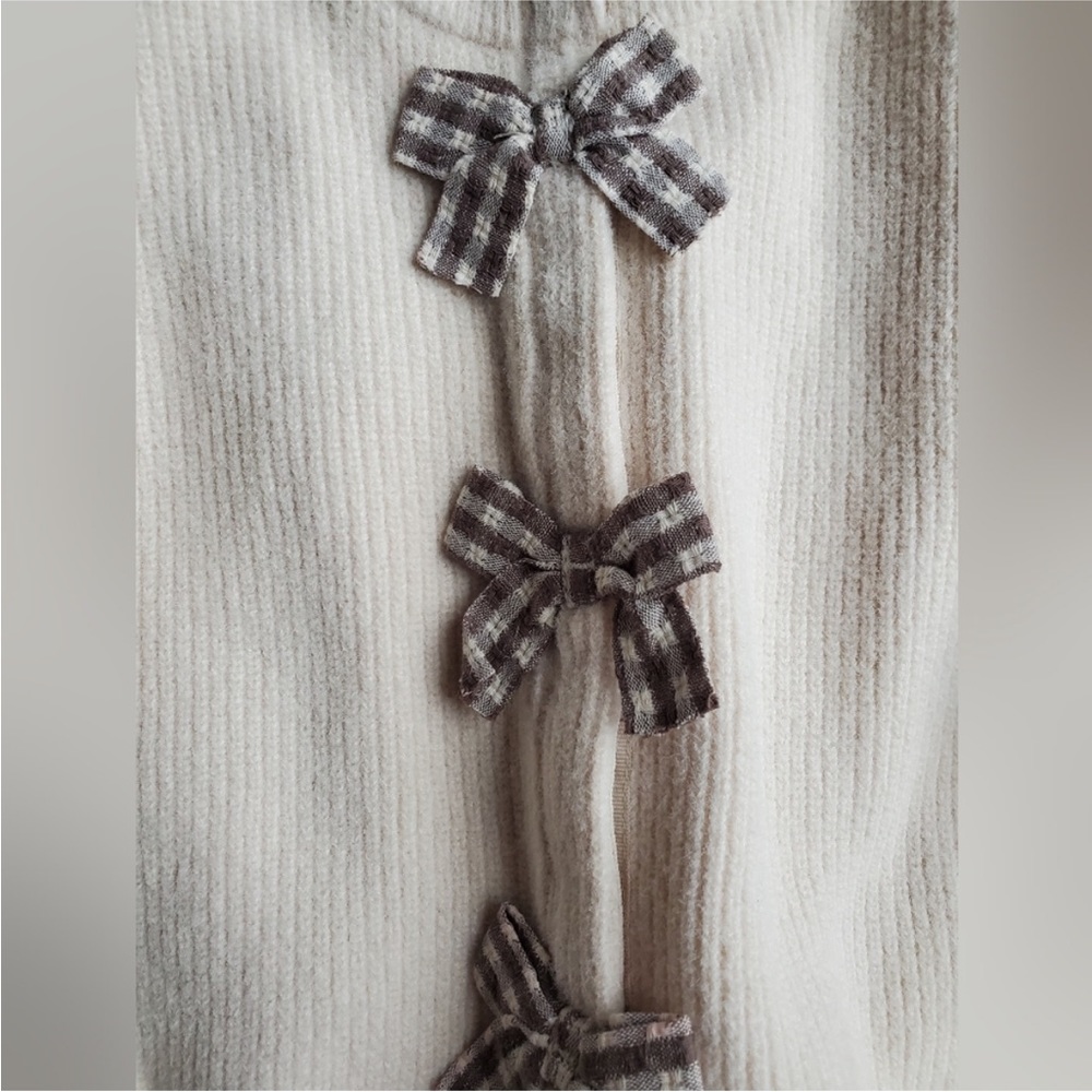 NWOT Zara kids / toddler Cream sweater cardigan with bow front - Picture 3 of 4